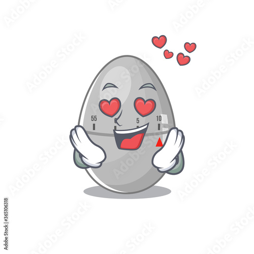 Romantic egg kitchen timer cartoon character has a falling in love eyes
