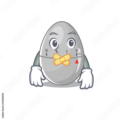 Egg kitchen timer cartoon character style having strange silent face