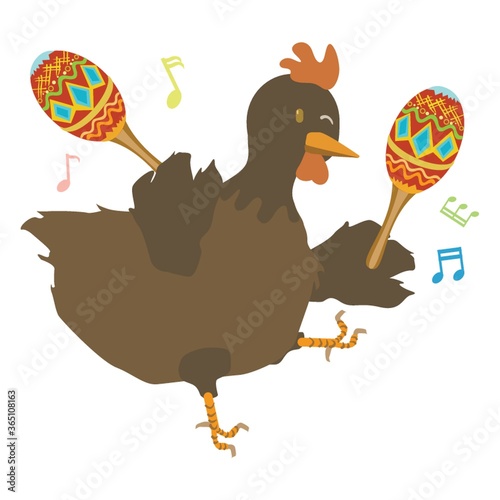 hen playing with maracas