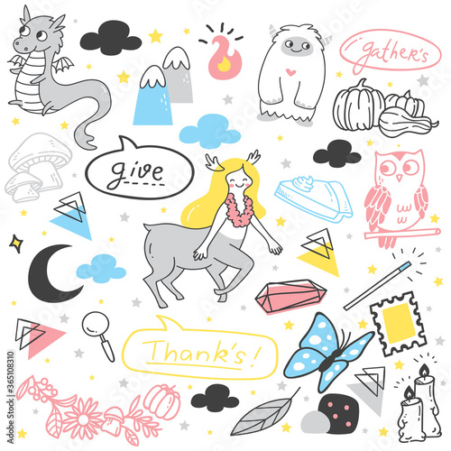 Set of abstract doodle vector illustration