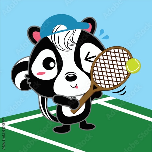 skunk playing tennis