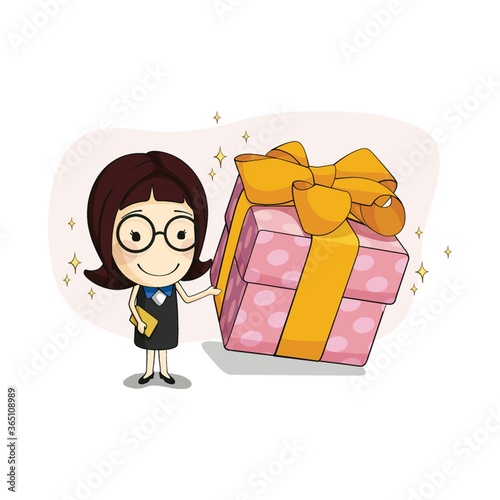 businesswoman with gift