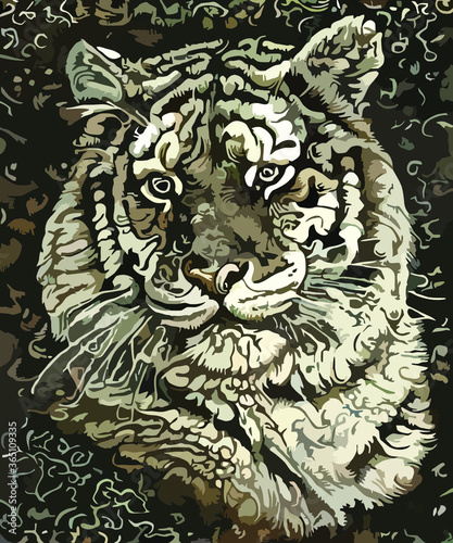 Abstract illustration. Head of a tiger 