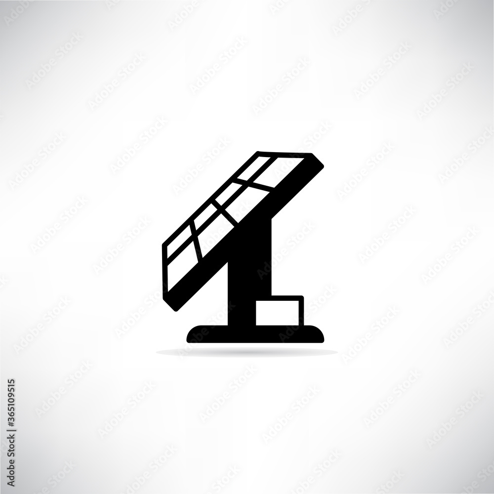 solar panel icon with shadow on gray background vector solar panel icon with shadow on gray background vector