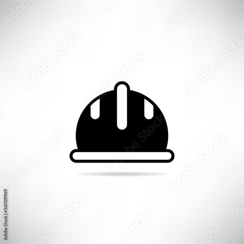 safety hat or helmet icon with shadow on gray background vector