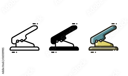 Hole punch icon. With outline, glyph, and filled outline style