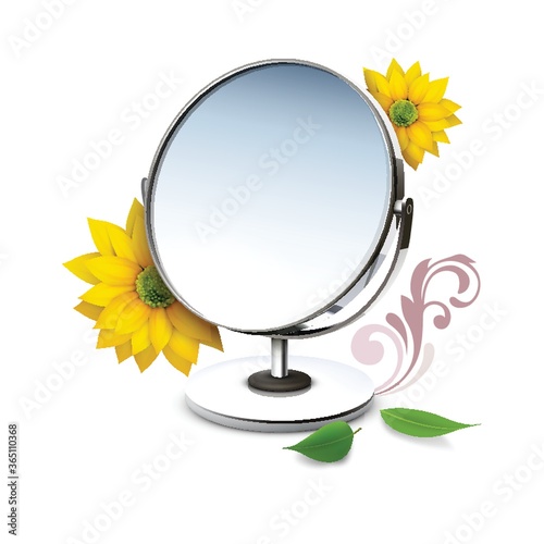 mirror with flower and leaves