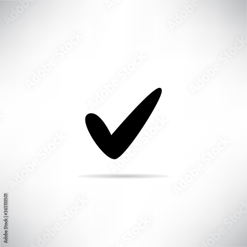 check mark icon with shadow on gray background vector