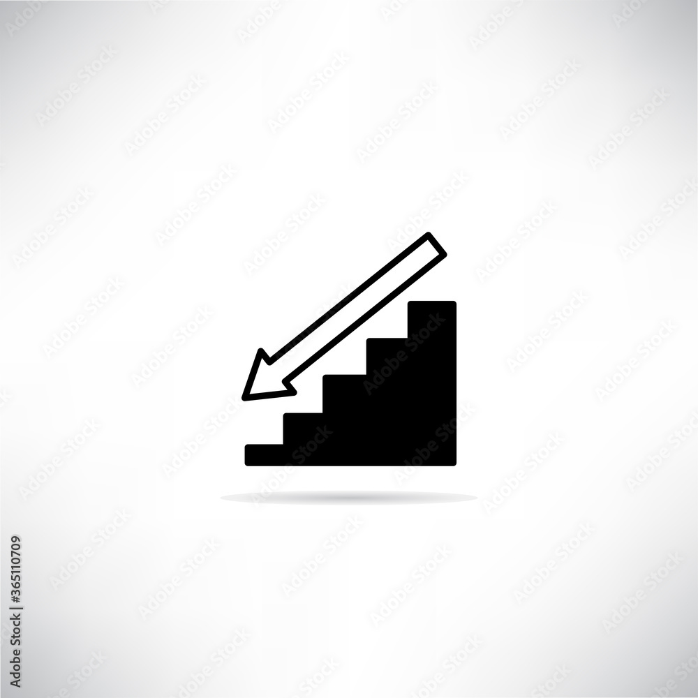 down stair icon with drop shadow vector illustration down stair icon with drop shadow vector illustration