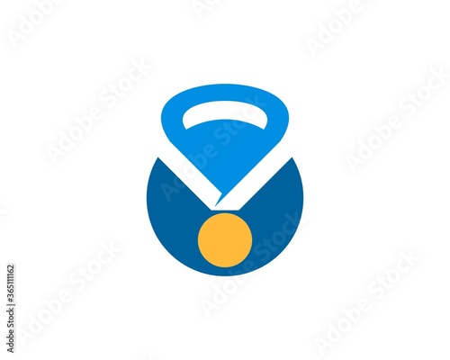 Blue kettle bell with medal inside