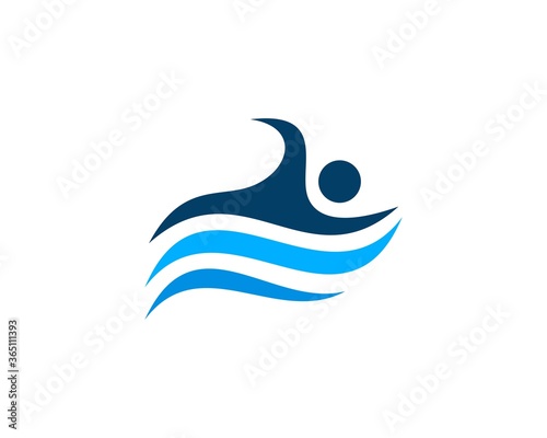 Abstract swim sport with blue waves