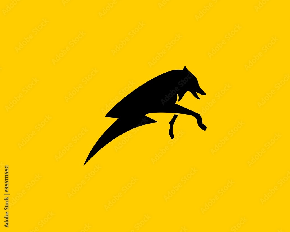 Wolf with electrical symbol in black colors
