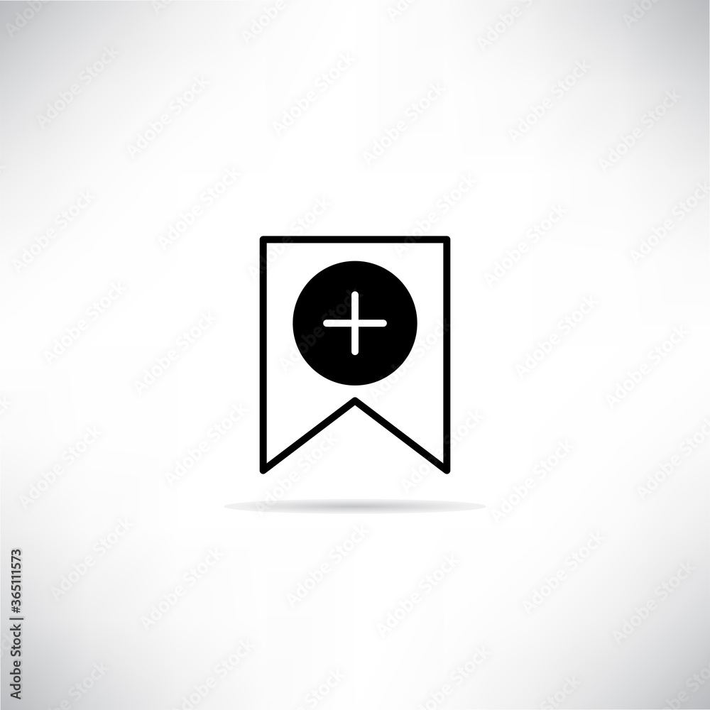 bookmark and add icon vector illustration with shadow bookmark and add icon vector illustration with shadow
