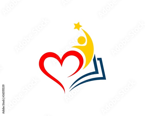 Education book with love and success people