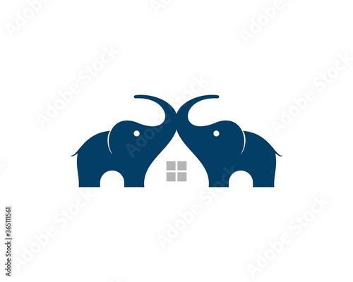 Two elephant form a house