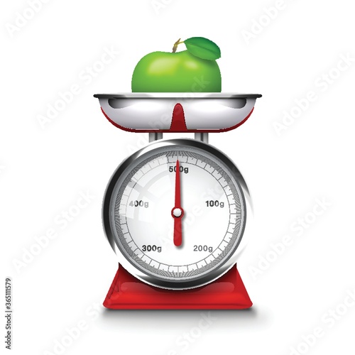 apple on weigh machine