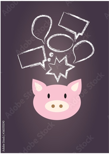 pig with thought and speech bubbles