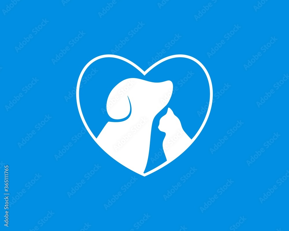 Silhouette love line with pet inside Silhouette love line with pet inside