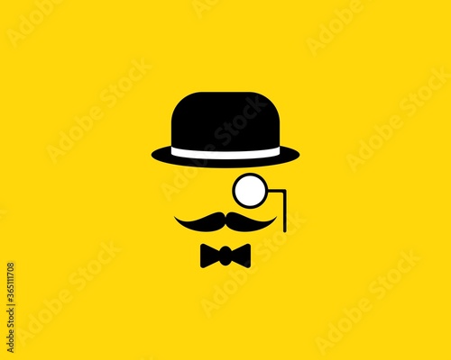Mustache detective with a monocle