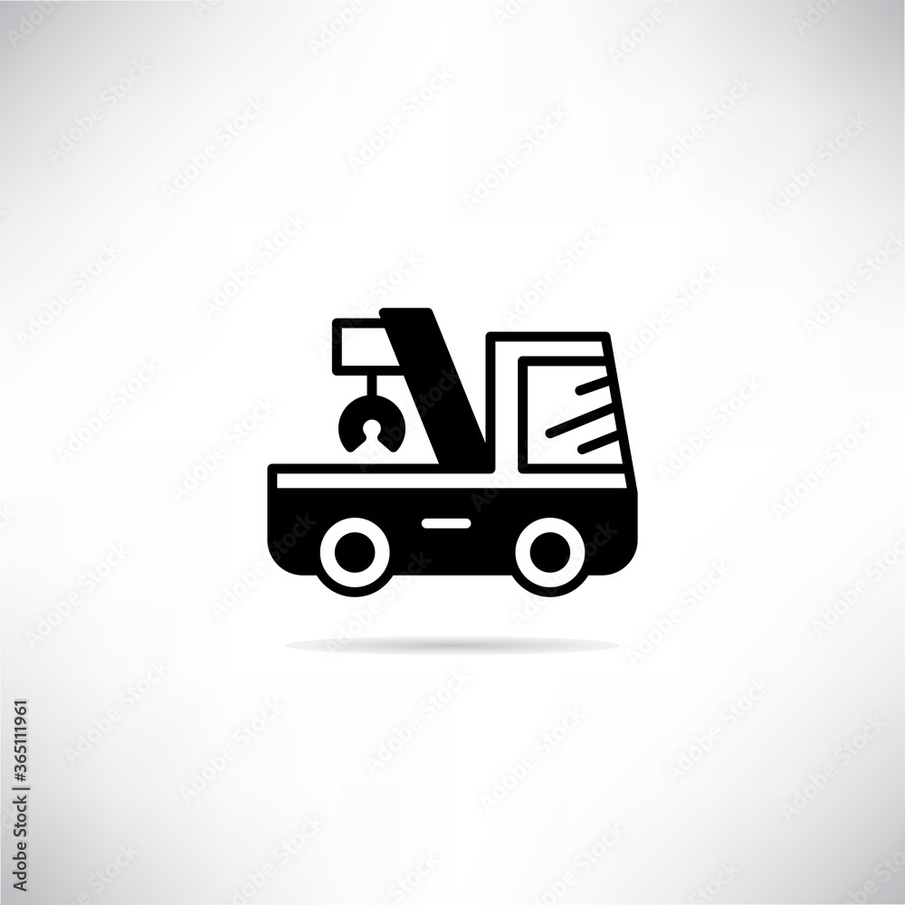 tow truck icon vector illustration on gray background