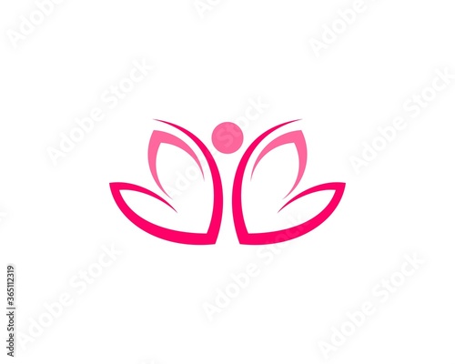Abstract pink lotus and happy people