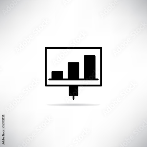 bar chart on white board icon vector illustration