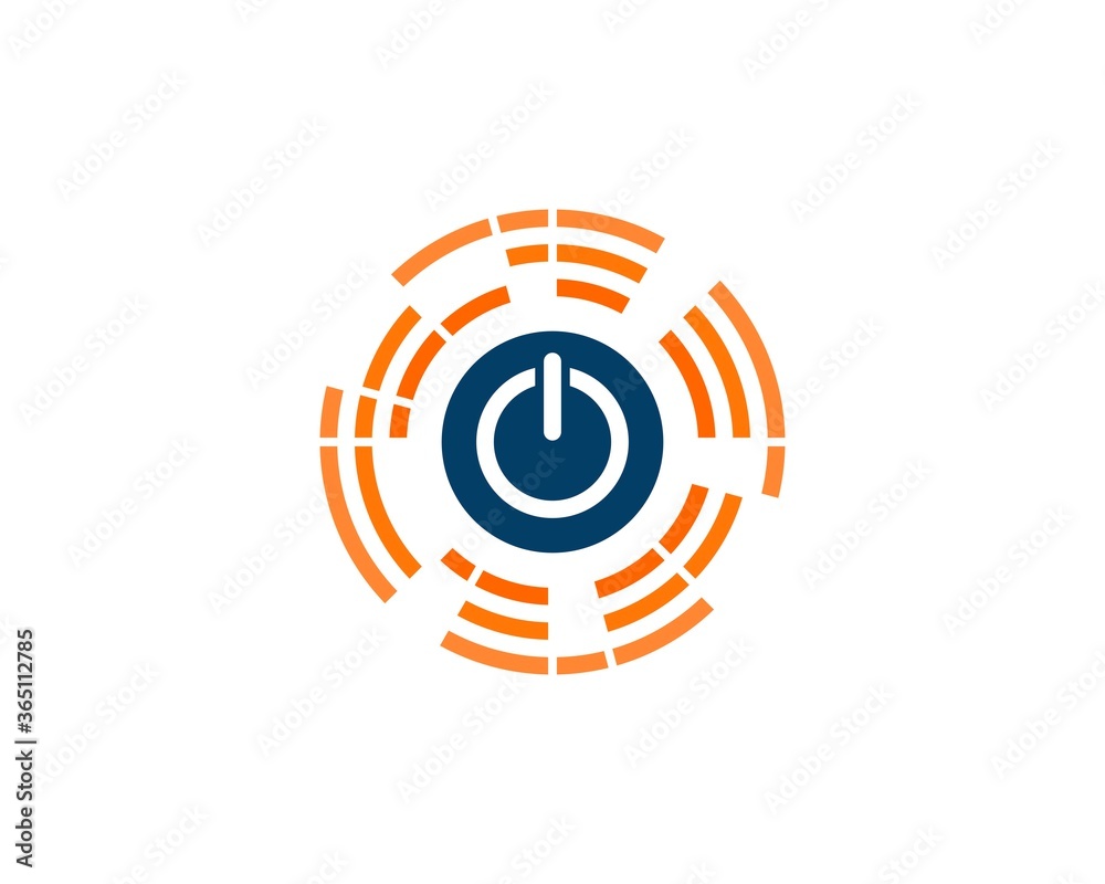 Abstract circular shape with power button inside Abstract circular shape with power button inside