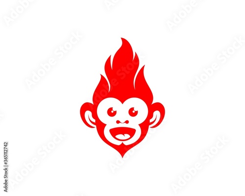 Laughing cute monkey with fire hair