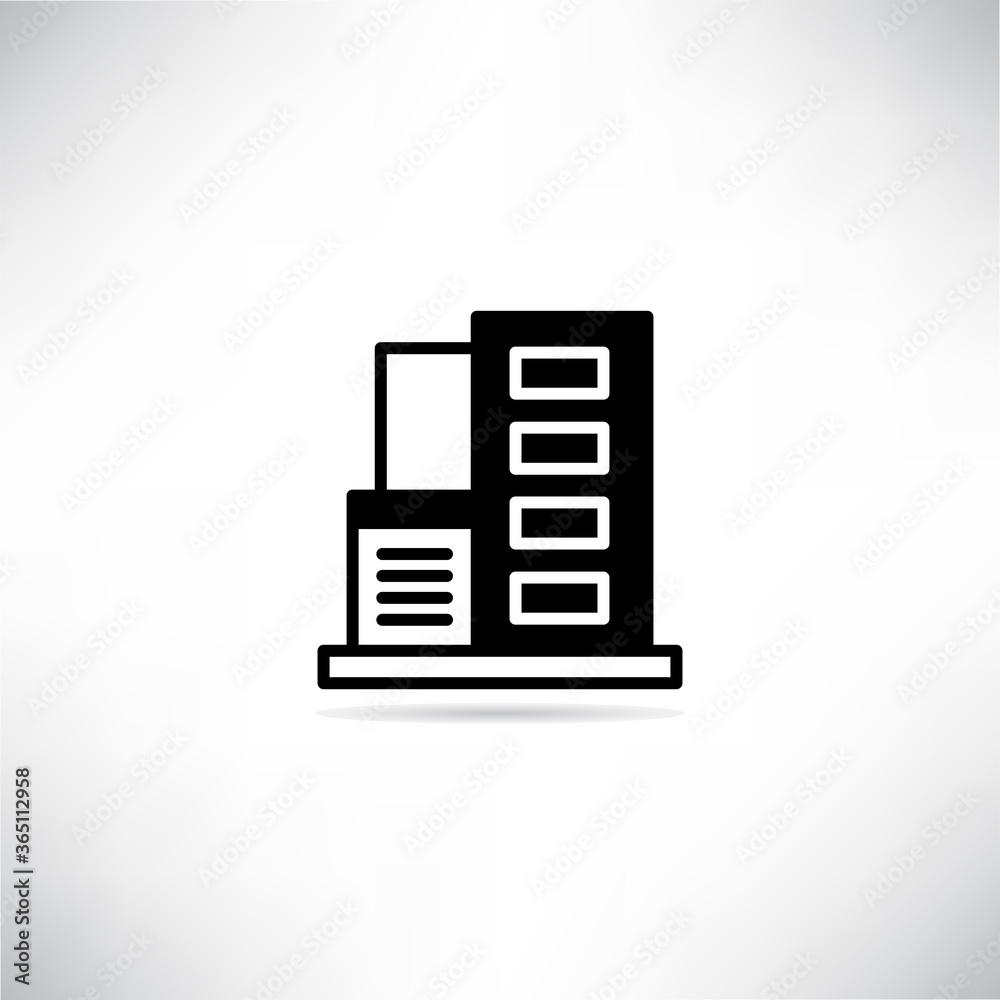 office building icon drop shadow on gray background office building icon drop shadow on gray background