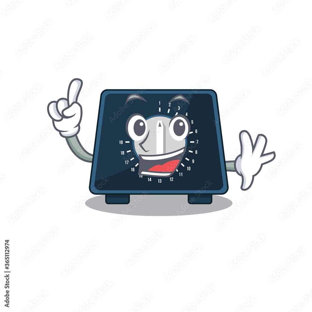 Kitchen timer caricature design style with one finger gesture Kitchen timer caricature design style with one finger gesture
