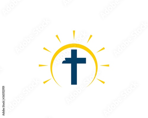 Cross with shinning sun behind