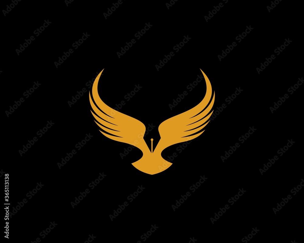 Obraz premium Flying eagle with pen point as head