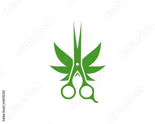 Cannabis leaf with scissor inside