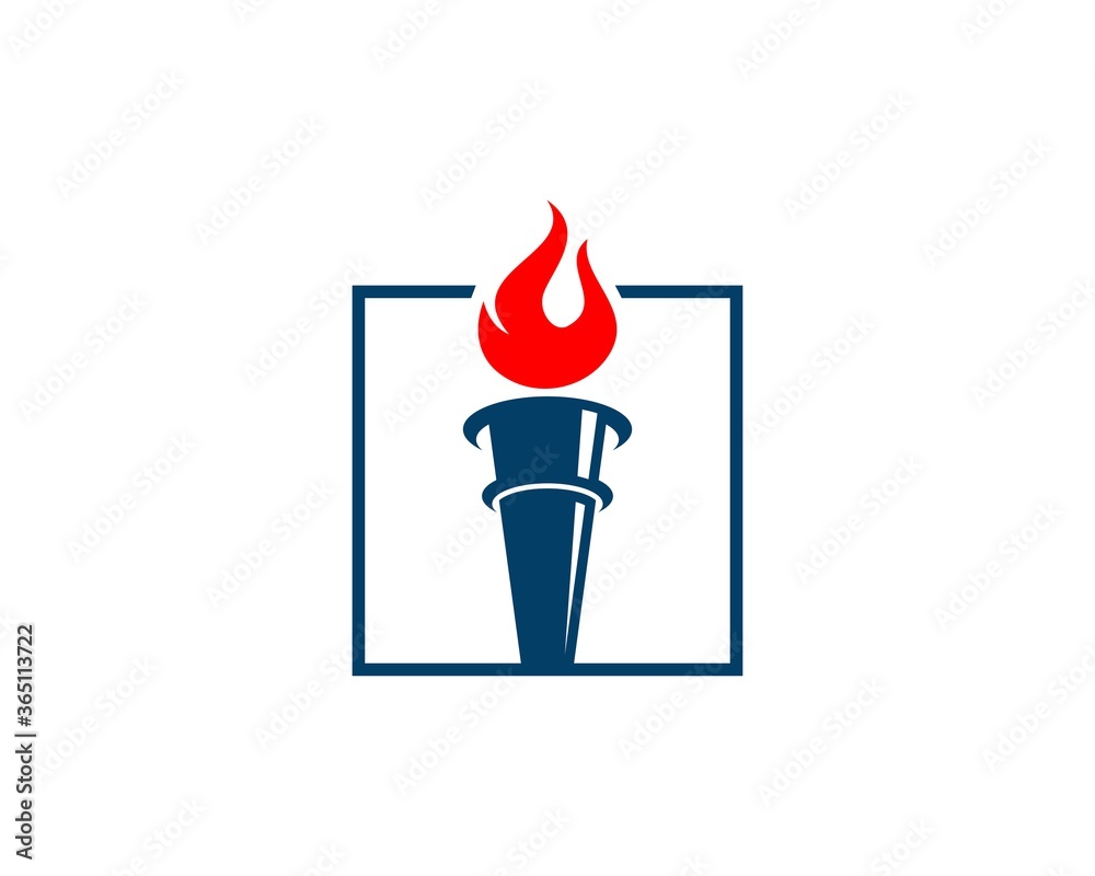 Obraz premium Torch fire flame with square line