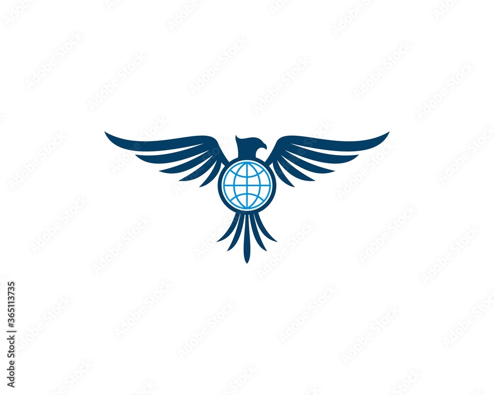 Obraz premium Flying eagle with globe inside