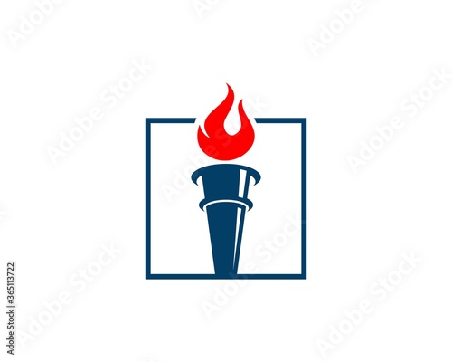 Torch fire flame with square line