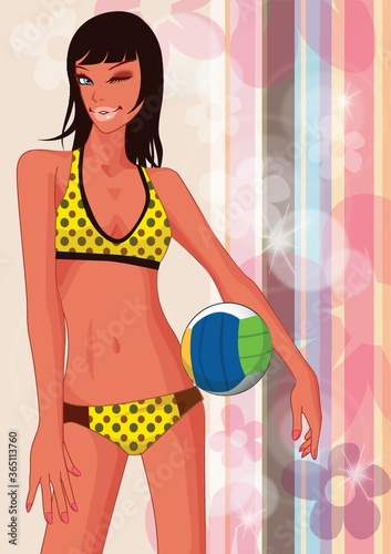 Young woman with volleyball