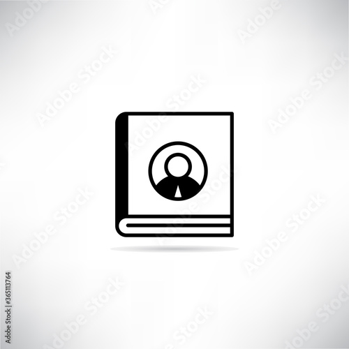 manual and contact book icon drop shadow on gray background