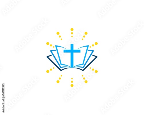 Religion book with shinning cross