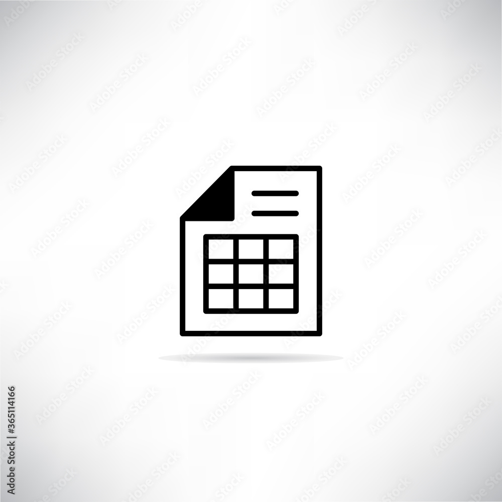 table sheet icon with drop shadow vector illustration table sheet icon with drop shadow vector illustration