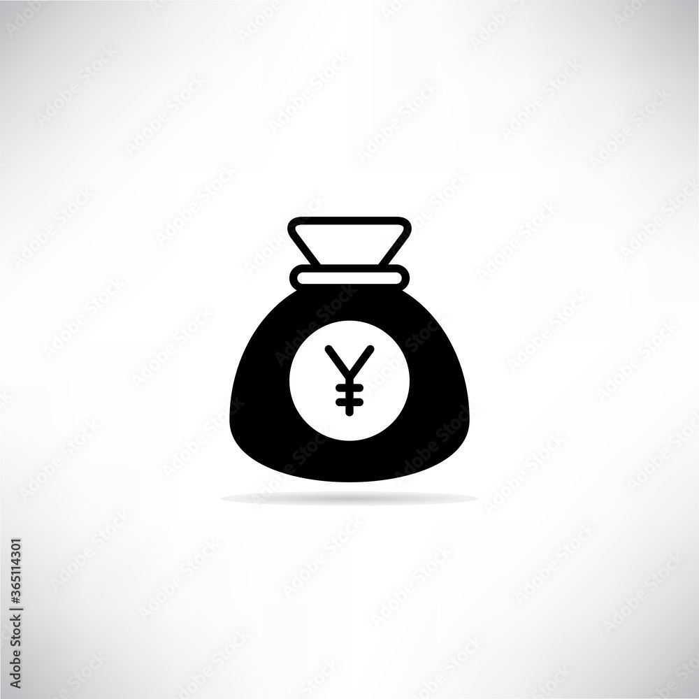 Yuan purse, sack icon vector illustration on gray background Yuan purse, sack icon vector illustration on gray background