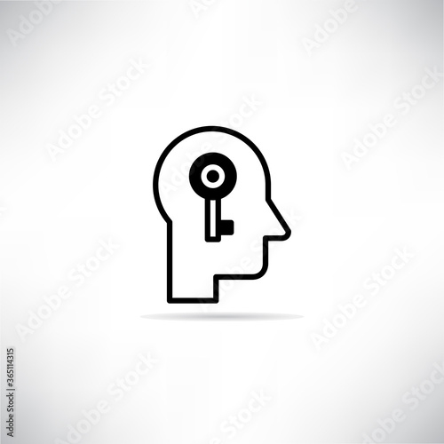 human and key, secret mind concept icon 