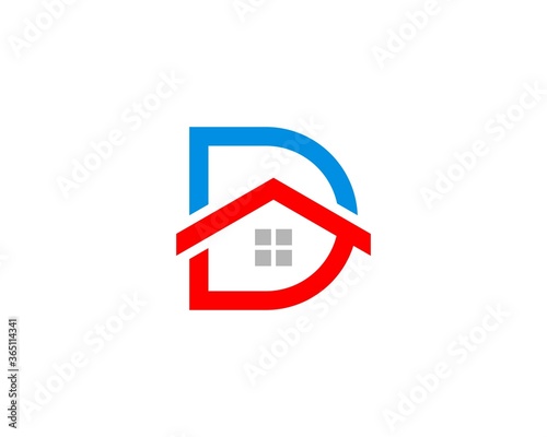 D letter initial with house inside