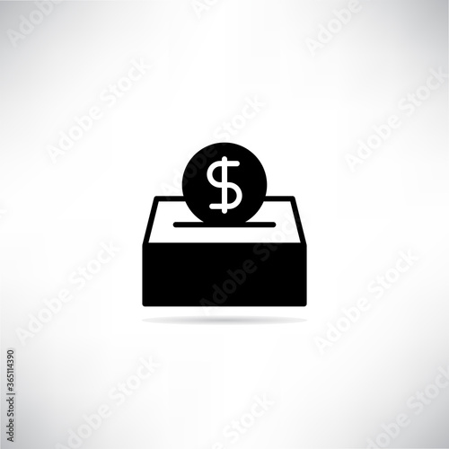 dollar saving icon drop shadow on gray background