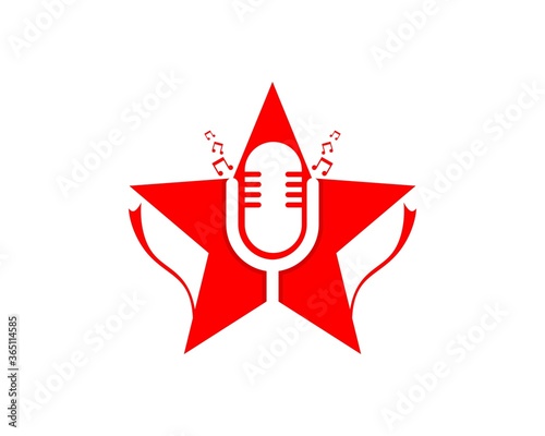 Red star with podcast microphone inside
