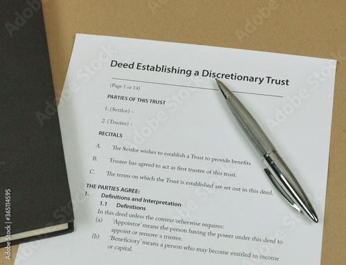 Deed of Discretionary Trust document awaiting signature.