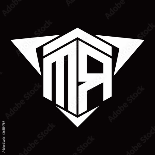 MR Logo monogram with wings arrow around design template