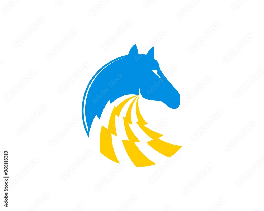 Horse head with rotation electrical symbol Horse head with rotation electrical symbol