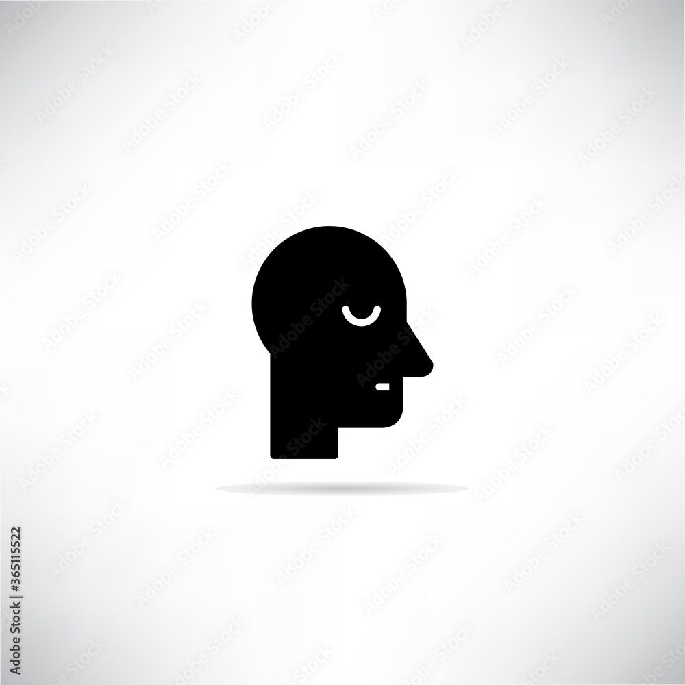 bored human head icon with drop shadow vector illustration bored human head icon with drop shadow vector illustration
