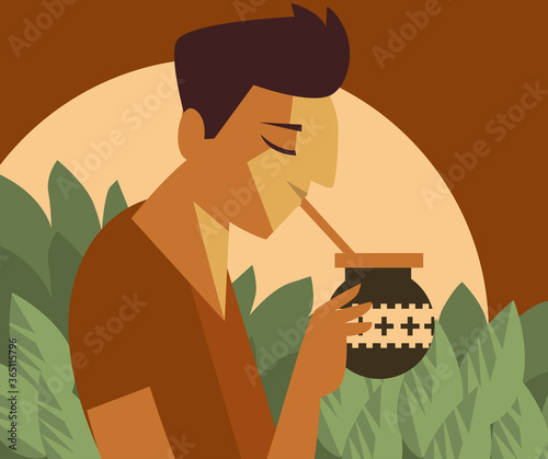 man drinking hot yerba mate